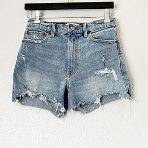ABERCROMBIE & FITCH High Rise 4” Short Jean Denim Cutoff Distressed 27/4